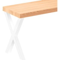 Sitzbank Esszimmer Holzbank 30x140x47cm, Möbelfüße Design Weiß / Natur - Natur / Rohstahl mit Klarlack - Lamo Manufaktur von LAMO MANUFAKTUR