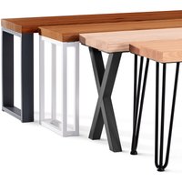 Lamo Manufaktur - Sitzbank Esszimmer Holzbank 30x160x47cm, Möbelfüße Design Anthrazit / Roh - Roh / Schwarz von LAMO MANUFAKTUR