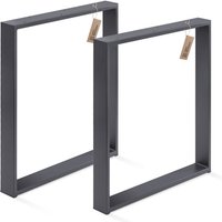 Tischbeine für Schreibtisch Esstisch, Simple Medium, Vierkantprofil 60x30 mm, Tischgestell 50x72 cm (BxH), Grau, 2 Stück, LTS-01-D-II-7016 - Lamo von LAMO MANUFAKTUR