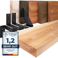 Wandregal Holz, Bücherregal, Hängeregal Basic, Natur / Weiß 80cm, LWG-01-A-002-80LW - Natur - Lamo Manufaktur von LAMO MANUFAKTUR