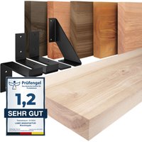 LAMO Manufaktur Wandregal Holz, Bücherregal, Hängeregal Basic, Roh / Schwarz 120cm, LWG-01-A-001-120LS - Roh von LAMO MANUFAKTUR