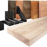 Wandregal Holz, Bücherregal, Hängeregal Basic, Roh / Schwarz 160cm, LWG-01-A-001-160LS - Roh - Lamo Manufaktur von LAMO MANUFAKTUR