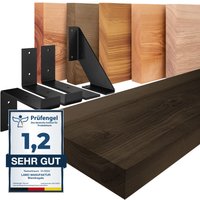 Wandregal Holz, Bücherregal, Hängeregal Basic, Schwarz / Schwarz 140cm, LWG-01-A-006-140LS - Schwarz - Lamo Manufaktur von LAMO MANUFAKTUR