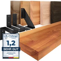 Wandregal Holz, Bücherregal, Hängeregal Industrial, Dunkel / Schwarz 70cm, LWG-01-A-004-70JS - Dunkel - Lamo Manufaktur von LAMO MANUFAKTUR