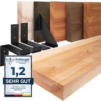 Wandregal Holz, Bücherregal, Hängeregal Industrial, Natur / Schwarz 40cm, LWG-01-A-002-40JS - Natur - Lamo Manufaktur von LAMO MANUFAKTUR