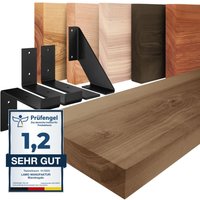 LAMO Manufaktur Wandregal Holz, Bücherregal, Hängeregal Industrial, Nussbaum / Schwarz 40cm, LWG-01-A-005-40JS - Nussbaum von LAMO MANUFAKTUR