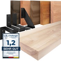 Wandregal Holz, Bücherregal, Hängeregal Original, Roh / Weiß 50cm, LWG-01-A-001-50ZW - Roh - Lamo Manufaktur von LAMO MANUFAKTUR