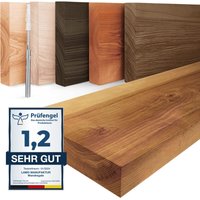 Wandregal Holz, Hängeregal Bücherregal Invisible, Farbe: Rustikal 140cm, LWG-01-A-003-140W - Rustikal - Lamo Manufaktur von LAMO MANUFAKTUR