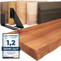 Wandregal Holz Baumkante, Holzregal Basic, Dunkel / Schwarz 160cm, LW-01-A-004-160LS - Dunkel - Lamo Manufaktur von LAMO MANUFAKTUR