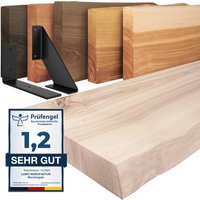 Lamo Manufaktur - Wandregal Holz Baumkante, Holzregal Basic, Roh / Schwarz 70cm, LW-01-A-001-70LS von LAMO MANUFAKTUR