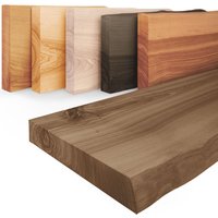 Wandregal Holz Baumkante, Bücherregal Pure ohne Befestigung, Farbe: Nussbaum 80cm, LW-01-A-005-80 - Nussbaum - Lamo Manufaktur von LAMO MANUFAKTUR