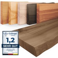 Wandregal Holz Baumkante, Bücherregal Pure ohne Befestigung, Farbe: Nussbaum 80cm, LW-01-A-005-80 - Nussbaum - Lamo Manufaktur von LAMO MANUFAKTUR