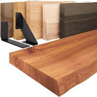 Wandregal Holz Baumkante, Holzregal Basic, Dunkel / Weiß 100cm, LW-01-A-004-100LW - Dunkel - Lamo Manufaktur von LAMO MANUFAKTUR