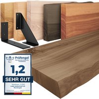 LAMO Manufaktur Wandregal Holz Baumkante, Holzregal Basic, Nussbaum / Weiß 160cm, LW-01-A-005-160LW - Nussbaum von LAMO MANUFAKTUR