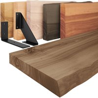 LAMO Manufaktur Wandregal Holz Baumkante, Holzregal Basic, Nussbaum / Weiß 160cm, LW-01-A-005-160LW von LAMO MANUFAKTUR
