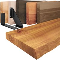 Lamo Manufaktur - Wandregal Holz Baumkante, Holzregal Basic, Rustikal / Weiß 50cm, LW-01-A-003-50LW - Rustikal von LAMO MANUFAKTUR