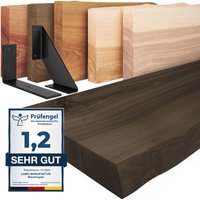 Lamo Manufaktur - Wandregal Holz Baumkante, Holzregal Basic, Schwarz / Schwarz 60cm, LW-01-A-006-60LS - Schwarz von LAMO MANUFAKTUR