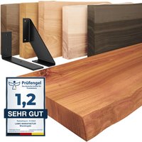 Wandregal Holz Baumkante, Holzregal Vintage, Dunkel / Weiß 90cm, LW-01-A-004-90VW - Dunkel - Lamo Manufaktur von LAMO MANUFAKTUR