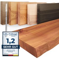 Wandregal Holz Baumkante, Schweberegal Invisible, Farbe: Dunkel 120cm, LW-01-A-004-120W - Dunkel - Lamo Manufaktur von LAMO MANUFAKTUR