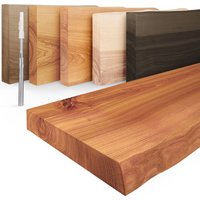 Wandregal Holz Baumkante, Schweberegal Invisible, Farbe: Dunkel 140cm, LW-01-A-004-140W - Dunkel - Lamo Manufaktur von LAMO MANUFAKTUR