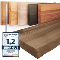 LAMO Manufaktur Wandregal Holz Baumkante, Schweberegal Invisible, Farbe: Nussbaum 160cm, LW-01-A-005-160W - Nussbaum von LAMO MANUFAKTUR