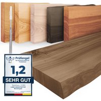 Lamo Manufaktur - Wandregal Holz Baumkante, Schweberegal Invisible, Farbe: Nussbaum 50cm, LW-01-A-005-50W - Nussbaum von LAMO MANUFAKTUR