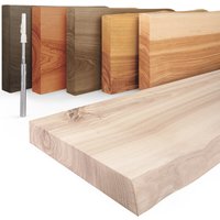 Wandregal Holz Baumkante, Schweberegal Invisible, Farbe: Roh 100cm, LW-01-A-001-100W - Roh - Lamo Manufaktur von LAMO MANUFAKTUR