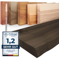 LAMO Manufaktur Wandregal Holz Baumkante, Schweberegal Invisible, Farbe: Schwarz 50cm, LW-01-A-006-50W - Schwarz von LAMO MANUFAKTUR