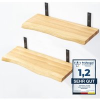 Lamo Manufaktur - 2 Stück Wandregal Holz 2x 42cm Schweberegal Massiv 100% Echtholz Hängeregal für Wohnzimmer, Schlafzimmer, Küche, Büro, Badezimmer von LAMO MANUFAKTUR