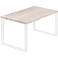 Lamo Manufaktur - Esstisch Küchentisch, mit Baumkante 100x60x76 cm (AxBxH), Frame, Roh / Weiss, LOB-01-A-001-9016Fr von LAMO MANUFAKTUR