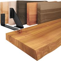 Lamo Manufaktur - Wandregal Holz Baumkante, Holzregal Basic, Rustikal / Weiß 50cm, LW-01-A-003-50LW von LAMO MANUFAKTUR