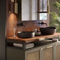 Waschtischplatte, Holzplatte Waschtisch Baumkante, 160x55 cm (AxB), Dunkel, ohne Montageset, LWP-01-A-004-DO - Lamo Manufaktur von LAMO MANUFAKTUR