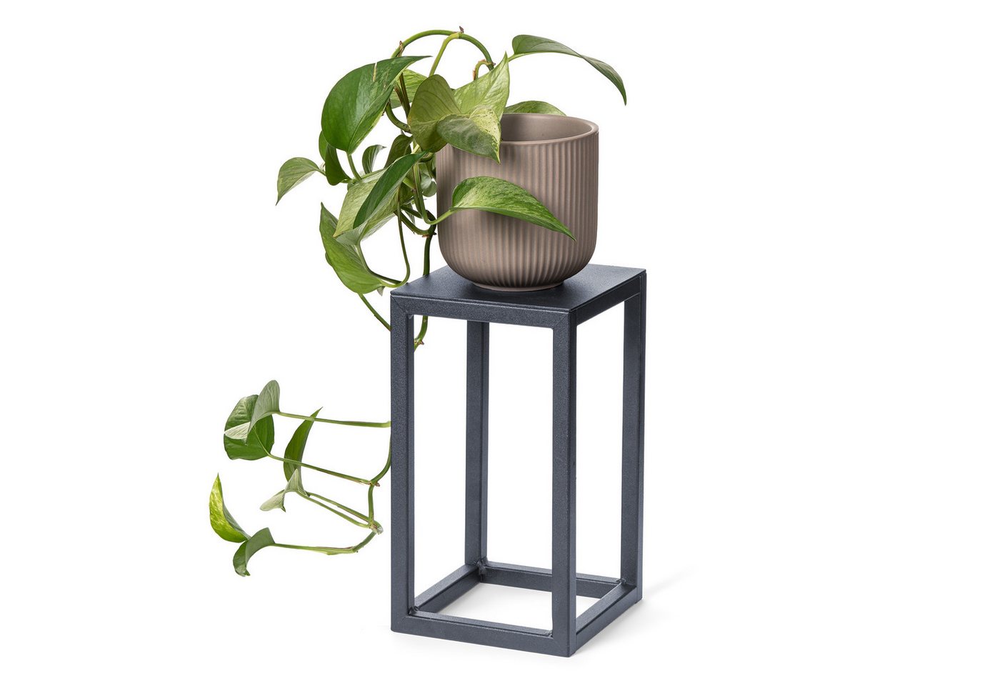 LAMO Manufaktur Blumenständer LAMO Manufaktur Blumenständer Anthrazit aus Metall 28cm (Dekorativer Metallständer, 1 St., 2-Teilig), Blumenständer modern, für Skulpturen und Deko, kleiner Blumenhocker von LAMO Manufaktur