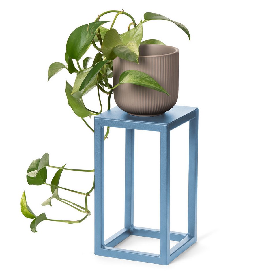 LAMO Manufaktur Blumenständer LAMO Manufaktur Blumenständer Blau aus Metall 28 cm (Dekorativer Metallständer, 1 St., 2-Teilig), Blumenständer modern, für Skulpturen und Deko, kleiner Blumenhocker von LAMO Manufaktur