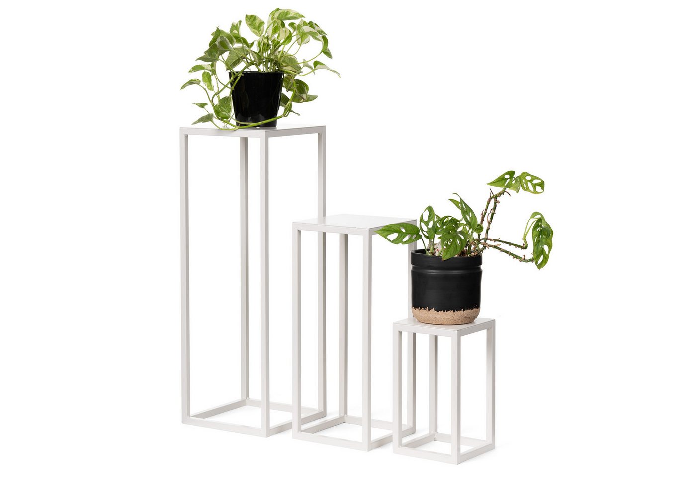 LAMO Manufaktur Blumenständer LAMO Manufaktur Pflanzenständer Set 3 St. 28/48/68 cm Elfenbein (Dekorativer Metallständer, 3 St., 2-Teilig), Blumenständer, Metallständer für Skulpturen, Deko und große Pflanzen von LAMO Manufaktur