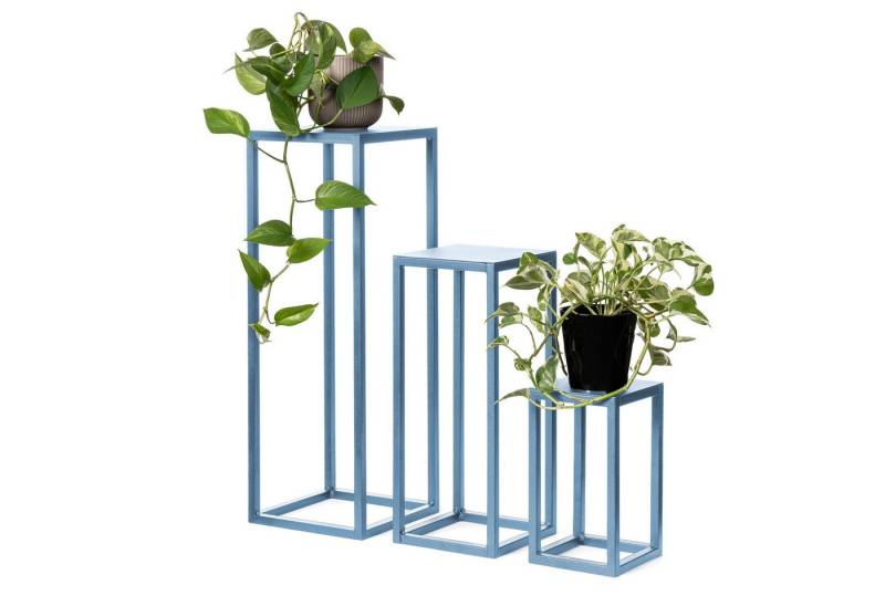 LAMO Manufaktur Blumenständer LAMO Manufaktur Pflanzenständer Set 3 Stück 28/48/68 cm Blau (Dekorativer Metallständer, 3 St., 2-Teilig), Blumenständer, Metallständer für Skulpturen, Deko und große Pflanzen von LAMO Manufaktur