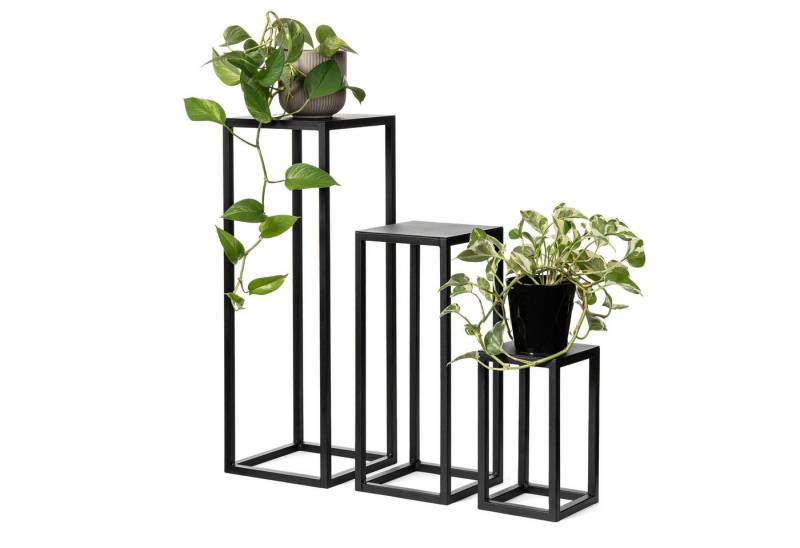 LAMO Manufaktur Blumenständer LAMO Manufaktur Pflanzenständer Set 3 Stück 28/48/68 cm Schwarz (Dekorativer Metallständer, 3 St., 2-Teilig), Blumenständer, Metallständer für Skulpturen, Deko und große Pflanzen von LAMO Manufaktur