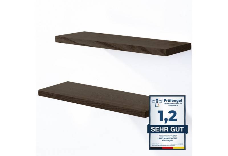 LAMO Manufaktur Wandregal LAMO Manufaktur 2 Stück Wandregal aus Holz 2x 42cm, Schweberegal Massiv 100% Echtholz, Wandregale SET 4 Gerade Farbe: Schwarz von LAMO Manufaktur