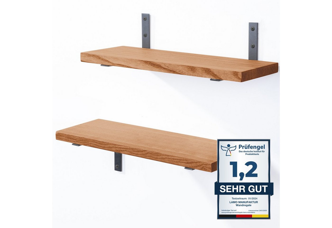LAMO Manufaktur Wandregal LAMO Manufaktur 2 Stück Wandregal Holz 2x 42cm, Schweberegal Massiv 100% Echtholz, Wandregale SET 4 Gerade Farbe: Dunkel LAMO Manufaktur Wandregal LAMO Manufaktur 2 Stück Wandregal Holz 2x 42cm, Schweberegal Massiv 100% Echtholz, Wandregale SET 4 Gerade Farbe: Dunkel von LAMO Manufaktur