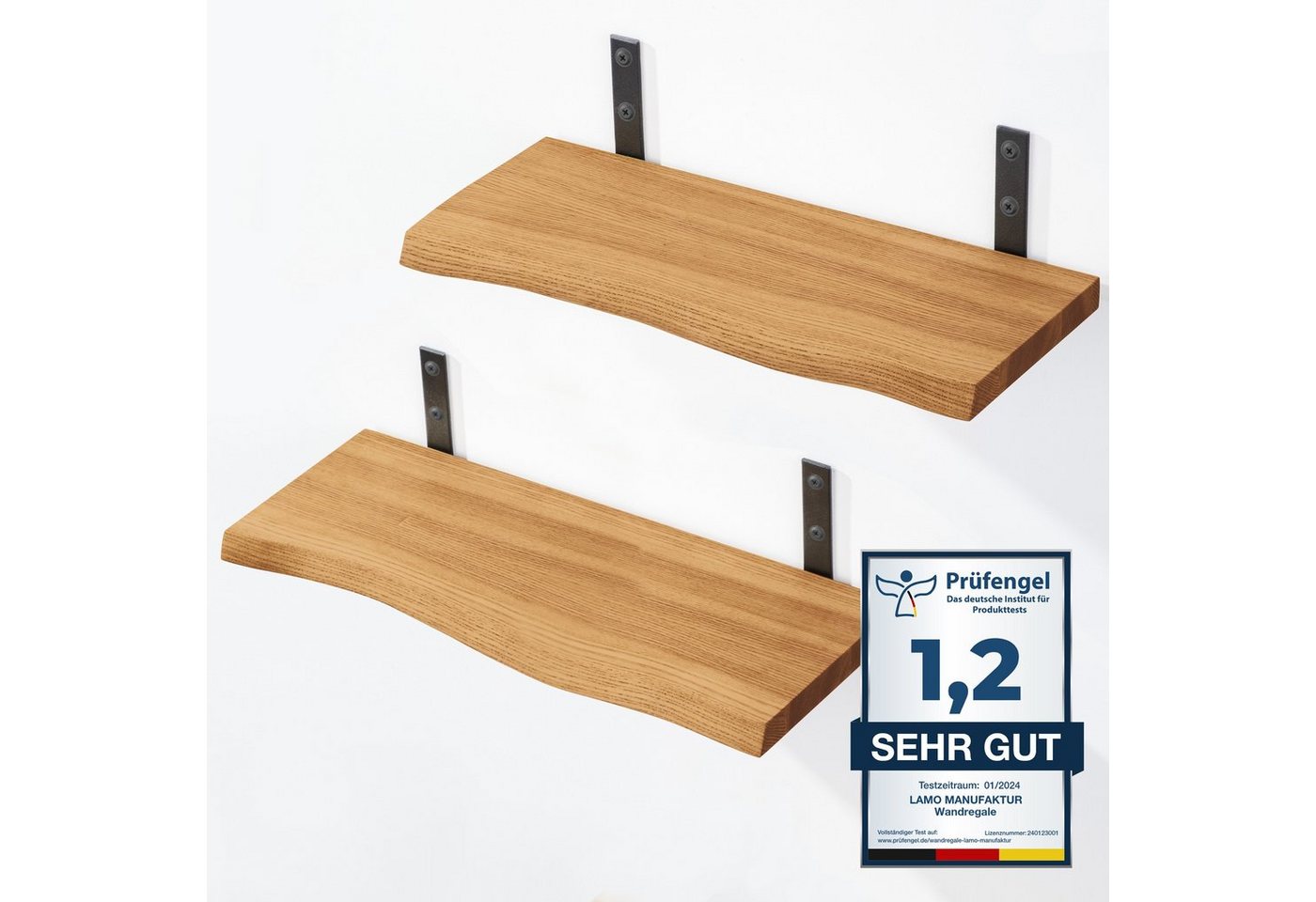 LAMO Manufaktur Wandregal LAMO Manufaktur 2 Stück Wandregal Holz 2x 42cm, Schweberegal Massiv 100% Echtholz, Wandregale SET 2 Baumkante Farbe: Rustikal LAMO Manufaktur Wandregal LAMO Manufaktur 2 Stück Wandregal Holz 2x 42cm, Schweberegal Massiv 100% Echtholz, Wandregale SET 2 Baumkante Farbe: Rustikal von LAMO Manufaktur