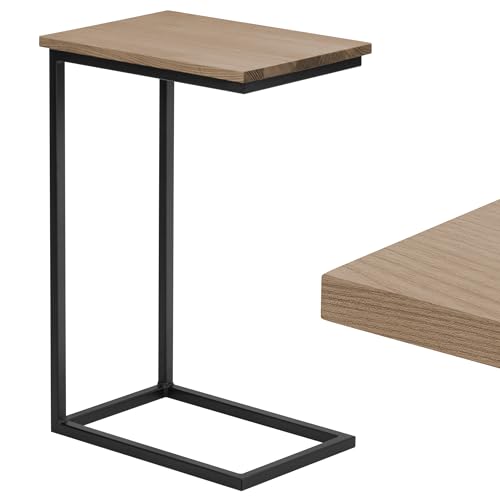 LAMO Manufaktur Beistelltisch | Laptoptisch | Sofatisch | mobiler Kaffeetisch | Nachttisch | 45x30x67 cm | Gestell Schwarz | 100% Echtholz Massiv Platte Farbe: Nussbaum von LAMO