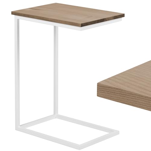 LAMO Manufaktur Beistelltisch | Laptoptisch | Sofatisch | mobiler Kaffeetisch | Nachttisch | 50x35x67 cm | Gestell Weiß | 100% Echtholz Massiv Platte Farbe: Nussbaum LAMO Manufaktur Beistelltisch | Laptoptisch | Sofatisch | mobiler Kaffeetisch | Nachttisch | 50x35x67 cm | Gestell Weiß | 100% Echtholz Massiv Platte Farbe: Nussbaum von LAMO