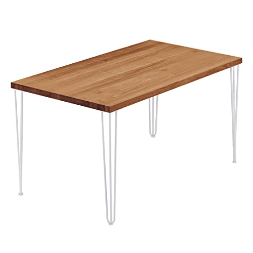 LAMO Manufaktur Esstisch Küchentisch Schreibtisch Couchtisch aus Massivholz, 100x80x76 cm (AxBxH), Creative, Dunkel/Weiss, LUG-01-A-004-9016Cr von LAMO