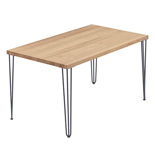 LAMO Manufaktur Esstisch Küchentisch Schreibtisch Couchtisch aus Massivholz, 100x80x76 cm (AxBxH), Creative, Natur/Anthrazit, LUG-01-A-002-7016Cr von LAMO