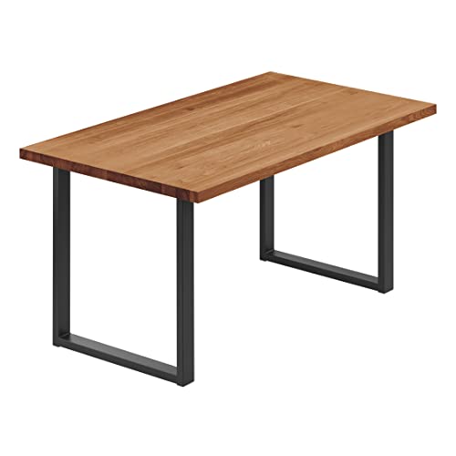 LAMO Manufaktur Esstisch Küchentisch Schreibtisch Couchtisch aus Massivholz, 120x80x76 cm (AxBxH), Loft, Dunkel/Schwarz, LEG-01-A-004-9005L von LAMO