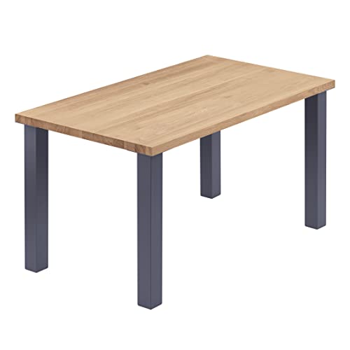 LAMO Manufaktur Esstisch Küchentisch Schreibtisch Couchtisch aus Massivholz, 140x60x76 cm (AxBxH), Classic, Natur/Anthrazit, LNG-01-A-002-7016Cl von LAMO