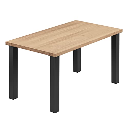 LAMO Manufaktur Esstisch Küchentisch Schreibtisch Couchtisch aus Massivholz, 140x80x76 cm (AxBxH), Classic, Natur/Schwarz, LAG-01-A-002-9005Cl von LAMO