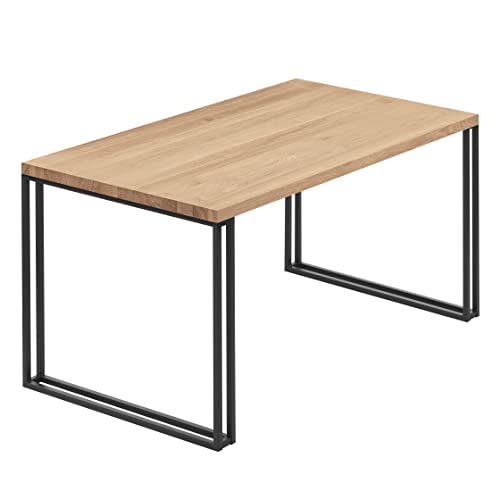 LAMO Manufaktur Esstisch Küchentisch Schreibtisch Couchtisch aus Massivholz, 140x80x76 cm (AxBxH), Frame, Natur/Schwarz, LAG-01-A-002-9005Fr von LAMO
