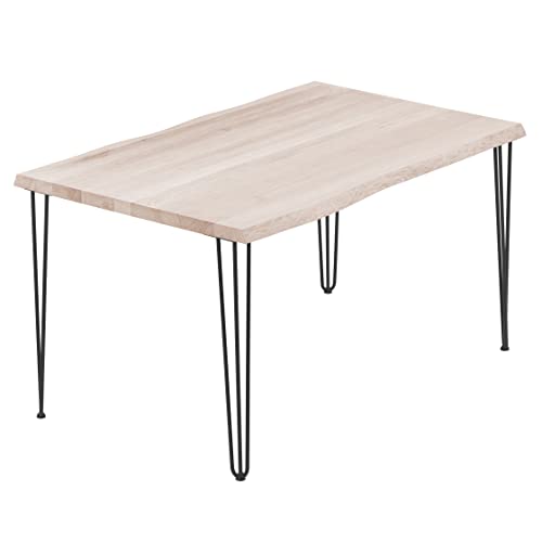 LAMO Manufaktur Esstisch Küchentisch Schreibtisch Couchtisch aus Massivholz, mit Baumkante 100x60x76 cm (AxBxH), Creative, Roh/Schwarz, LOB-01-A-001-9005Cr von LAMO