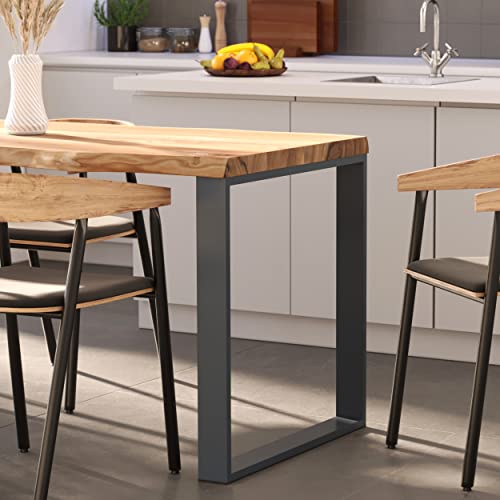 LAMO Manufaktur Esstisch Küchentisch Schreibtisch Couchtisch aus Massivholz, mit Baumkante 100x80x76 cm (AxBxH), Modern, Natur/Anthrazit, LUB-01-A-002-7016M von LAMO